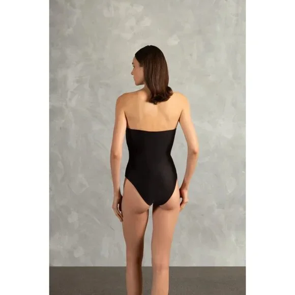 ADRIANA DEGREAS Waves Strapless One Piece Swimsuit in Coffee Medium New Womens